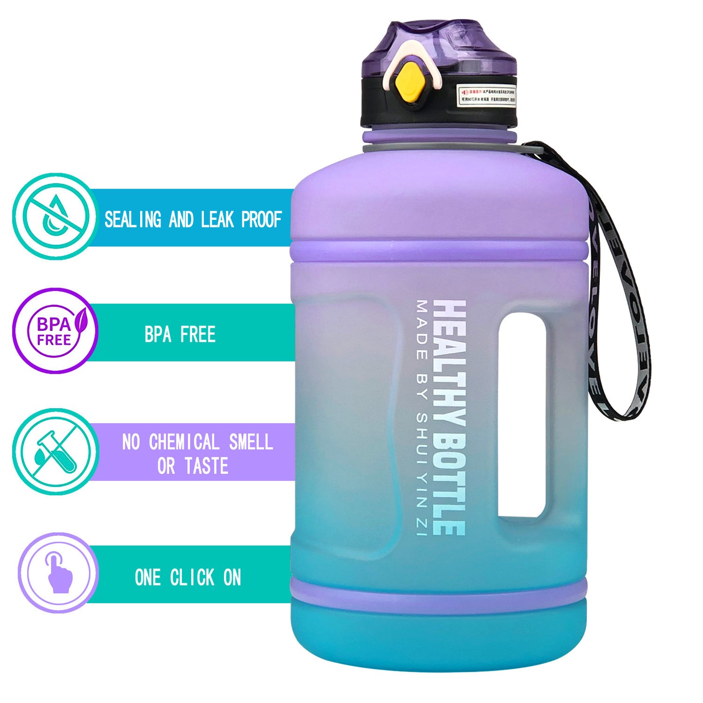 2.2L Frosted Gradient Sports Water Bottle