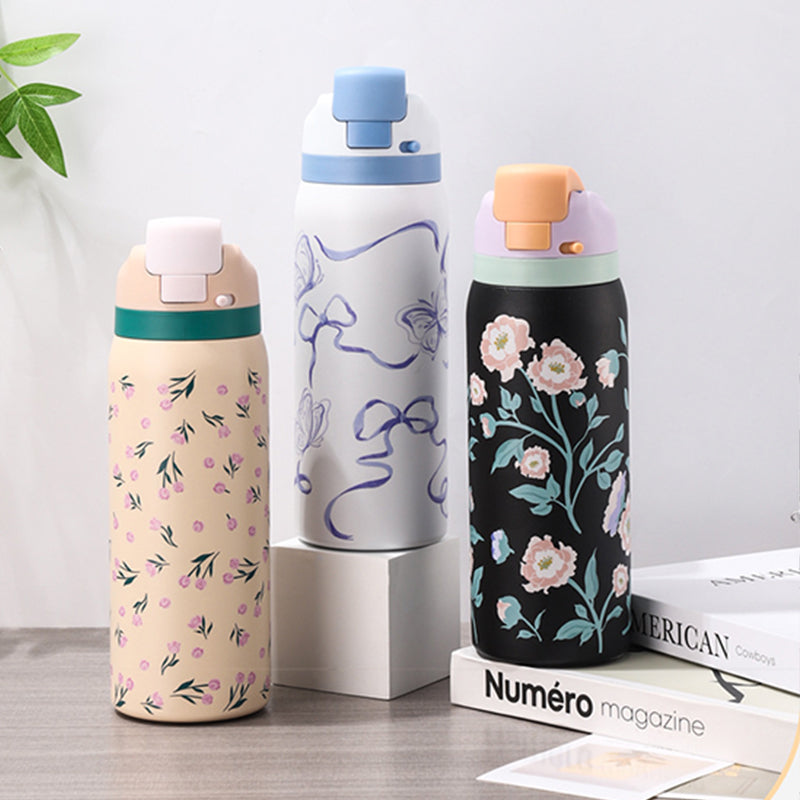 Stainless Steel Insulated Floral Pattern Bottle