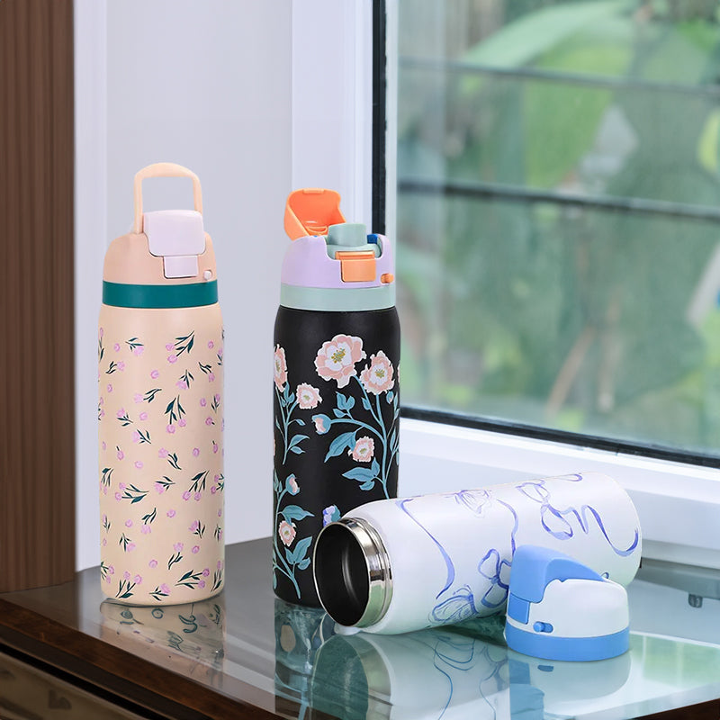 Stainless Steel Insulated Floral Pattern Bottle