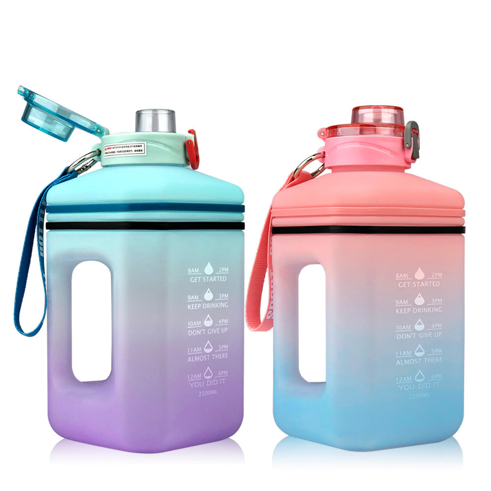 2.2L Heat-Resistant Frosted Gradient Sports Water Bottle