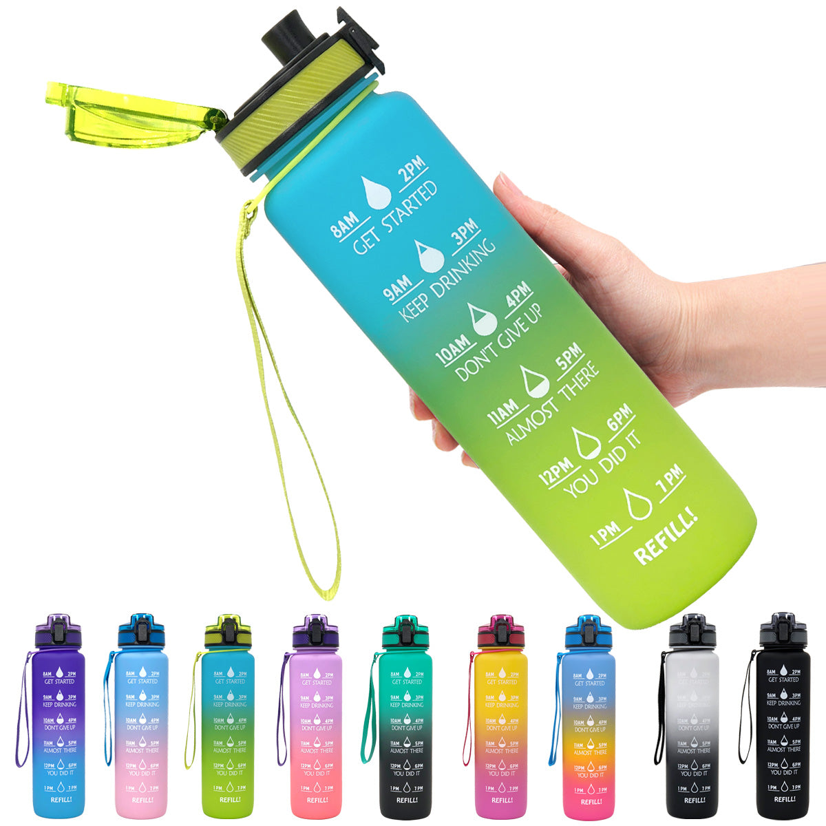 Frosted Gradient Sports Water Bottle with Bounce Back Resiliency