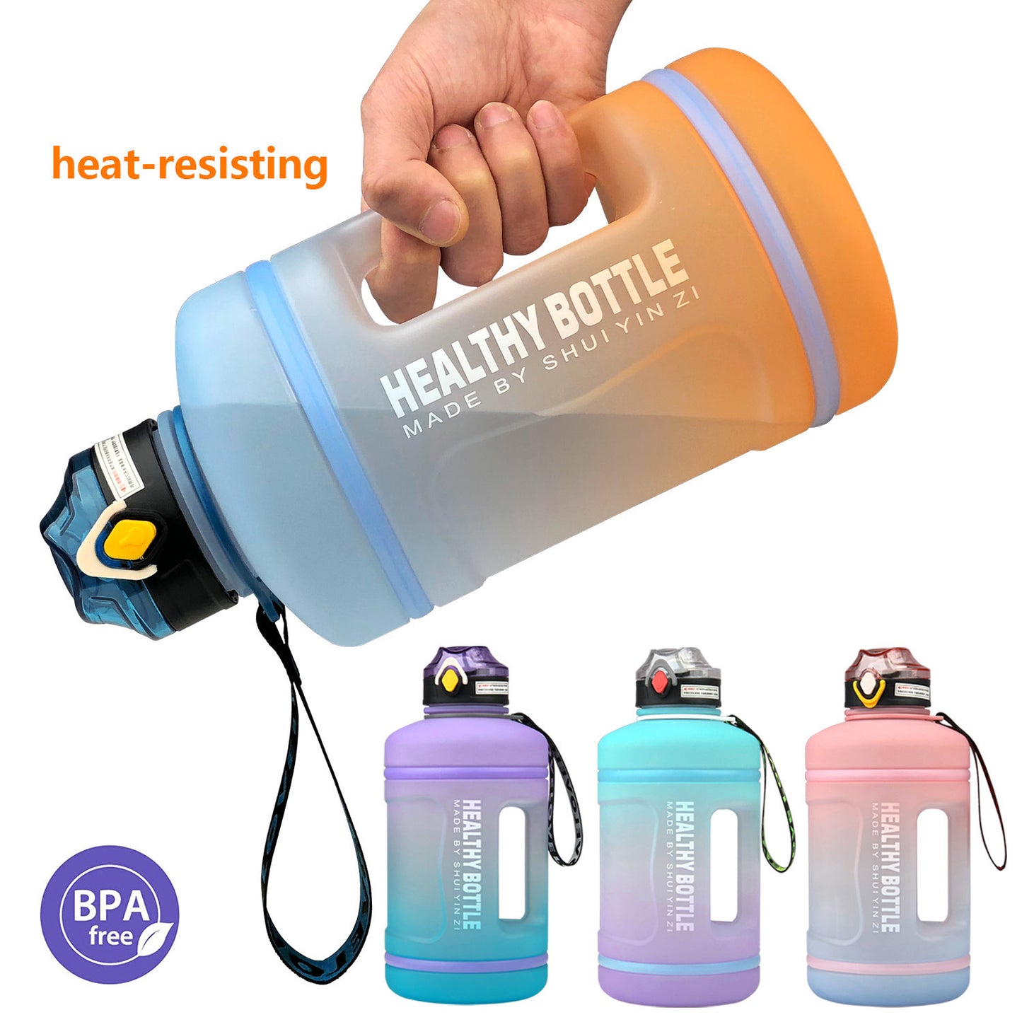 2.2L Frosted Gradient Sports Water Bottle