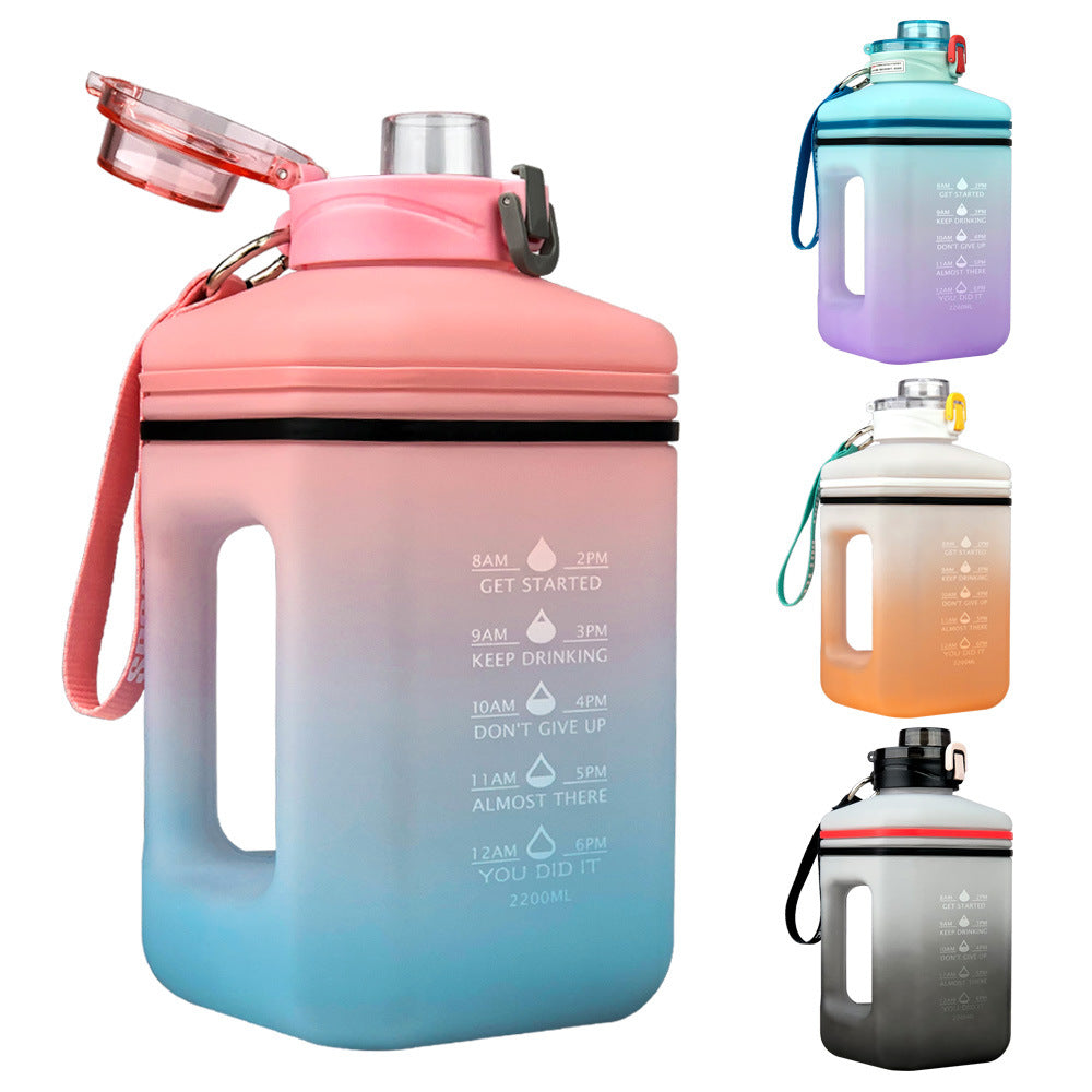 2.2L Heat-Resistant Frosted Gradient Sports Water Bottle