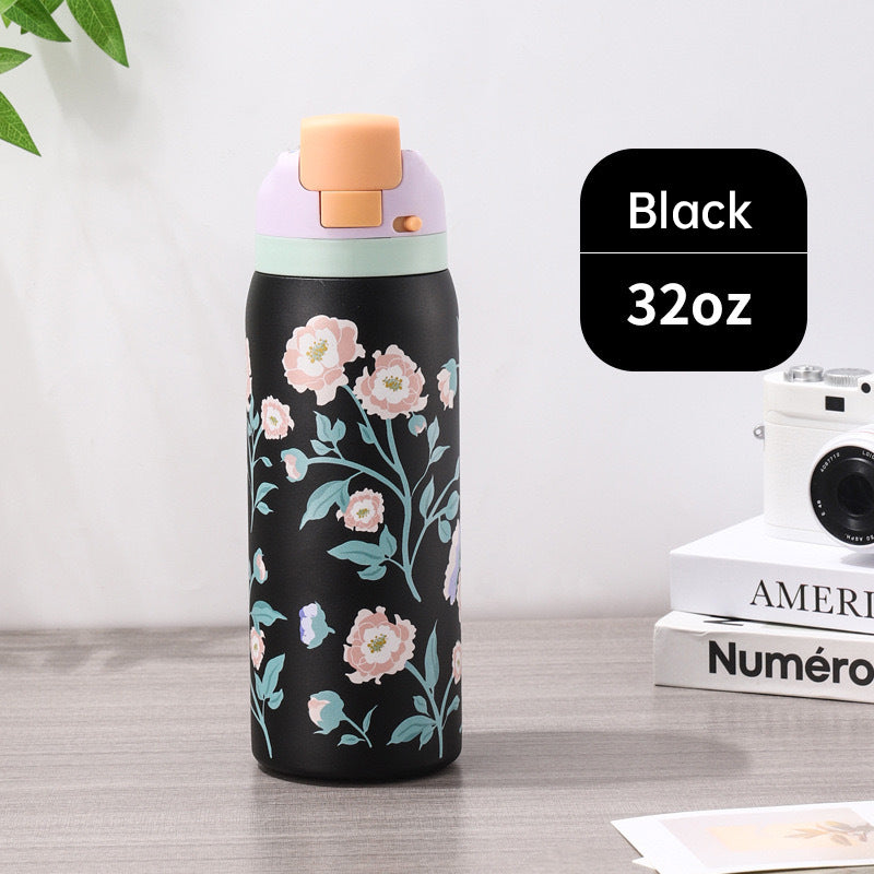 Stainless Steel Insulated Floral Pattern Bottle