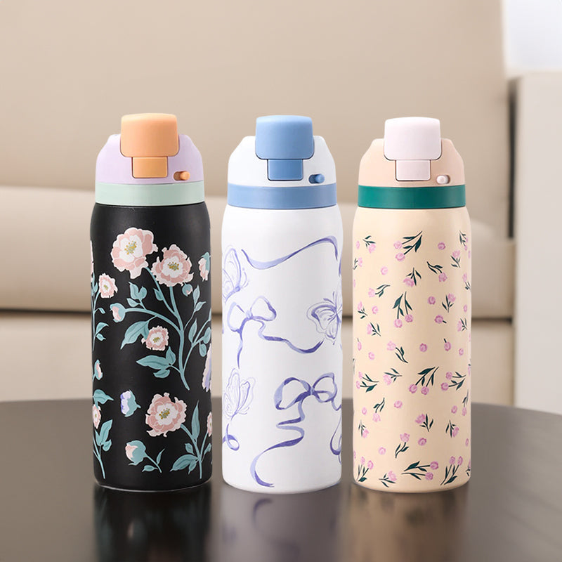 Stainless Steel Insulated Floral Pattern Bottle