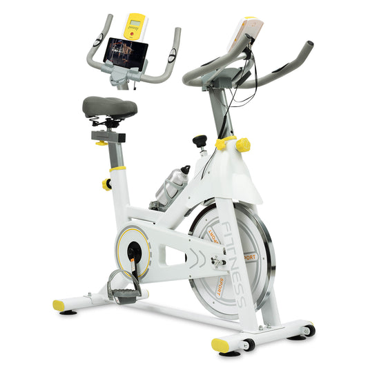 Indoor Exercise Bike with Comfortable Seat Cushion Yellow+White