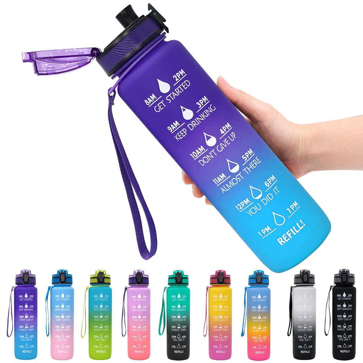 Frosted Gradient Sports Water Bottle with Bounce Back Resiliency