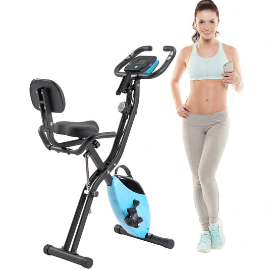 Folding Exercise Bike with Adjustable Resistance and Arm Bands