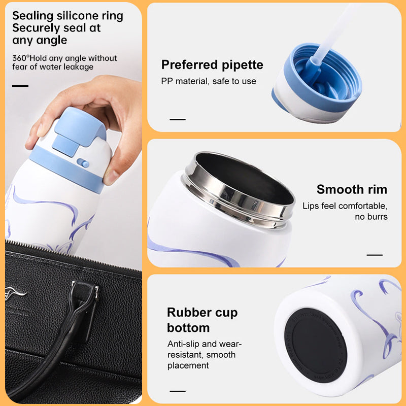 Stainless Steel Insulated Floral Pattern Bottle