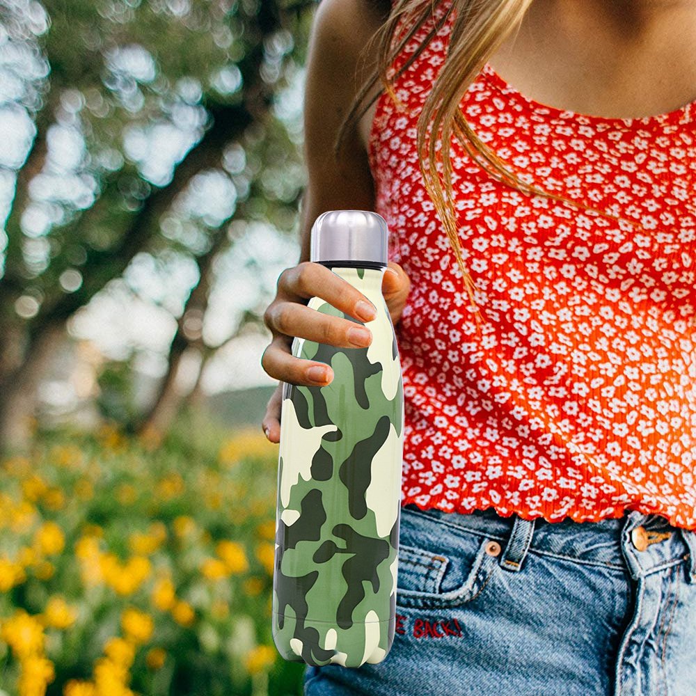 Camouflage Stainless Steel Portable Sports Water Bottle