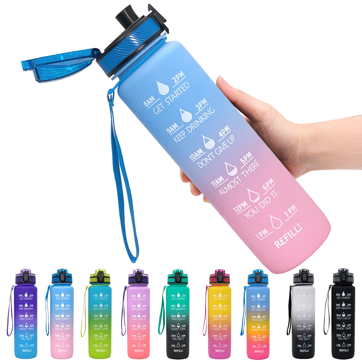 Frosted Gradient Sports Water Bottle with Bounce Back Resiliency